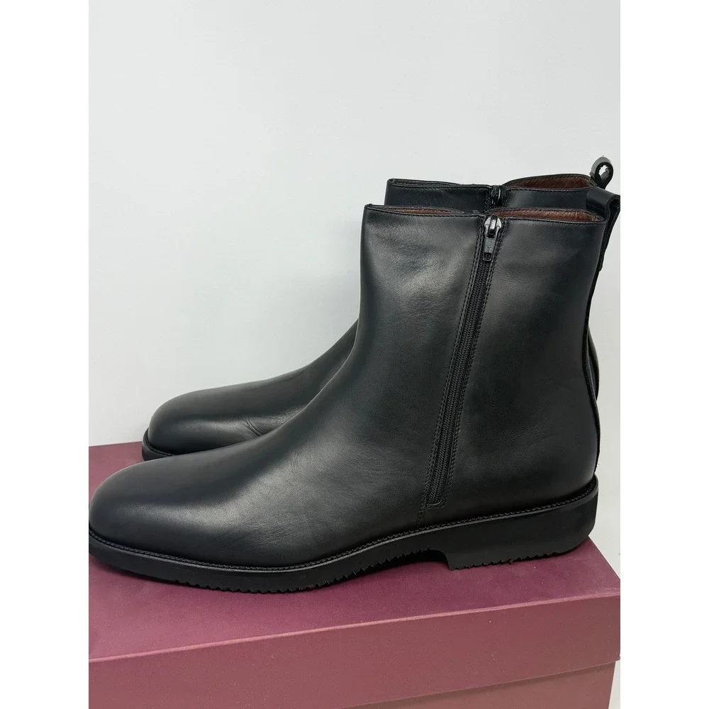 E.T. Wright Laconi Black Leather Side Zip Ankle Dress Boots Box NOS Mens 13 AA